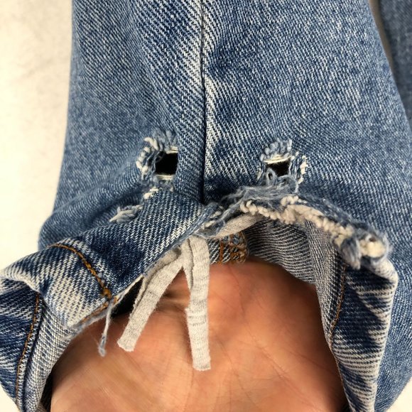 Bill Blass VTG Women's Size 6 Easy Fit Blue Custom Painted Distressed Mom Jeans - Picture 4 of 15